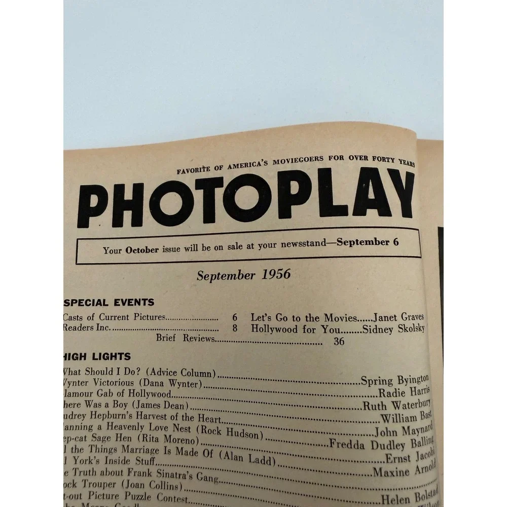 Vintage Photoplay Magazine September 1956 Alan Ladd Audrey Hepburn James Dean - Picture 15 of 16
